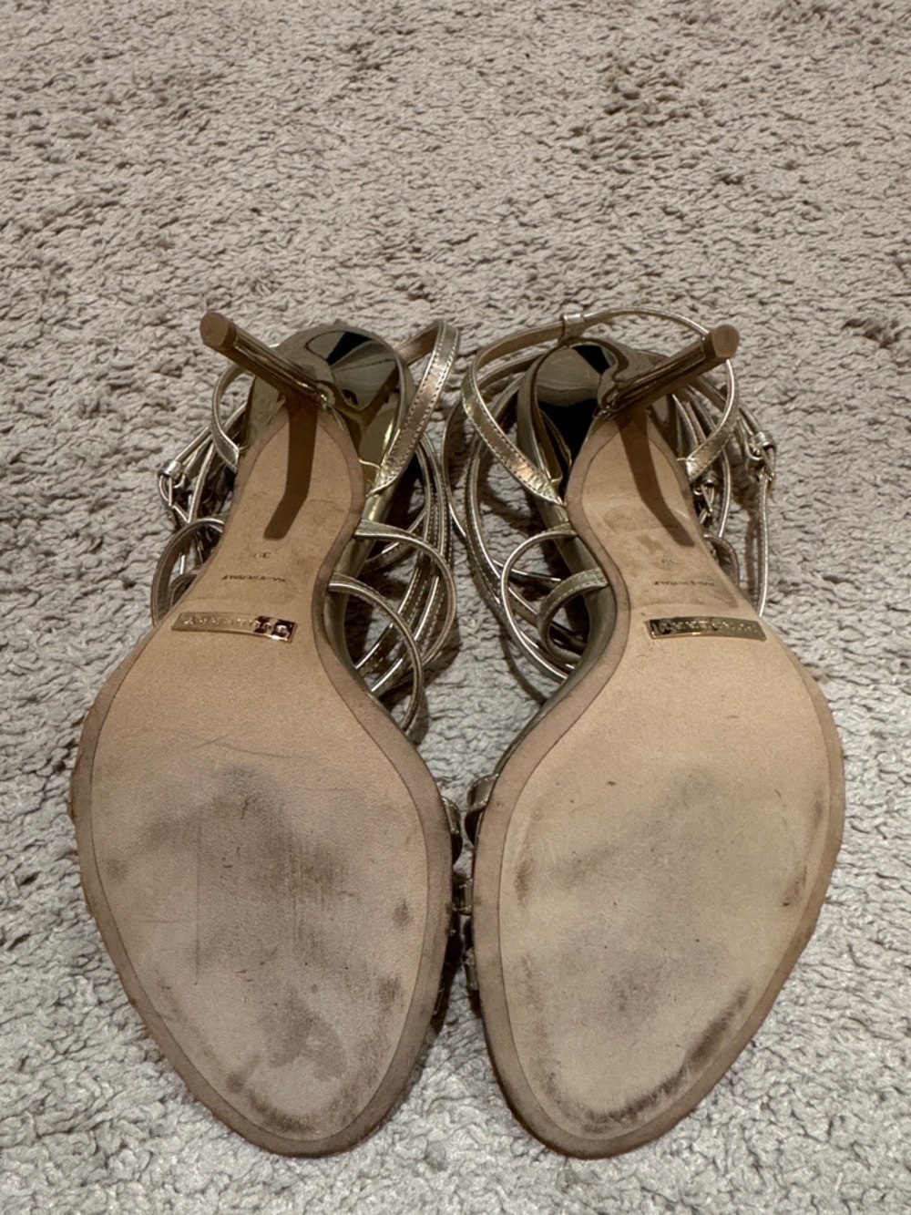 Burberry Metallic Gold Strappy Ankle-Wrap Heels - Picture 4 of 8